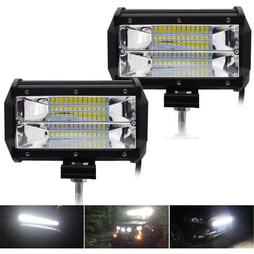 72W Work Light Auto LED Bar For Off road 4WD ATV Car SUV Motorcycle Truck BUS 12V 6000K Driving Lamp Worklamp