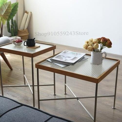 Japanese Wrought Iron Rattan Side Table Side Table Nordic Simple Stainless Steel Small Table Rattan Rack Coffee Table