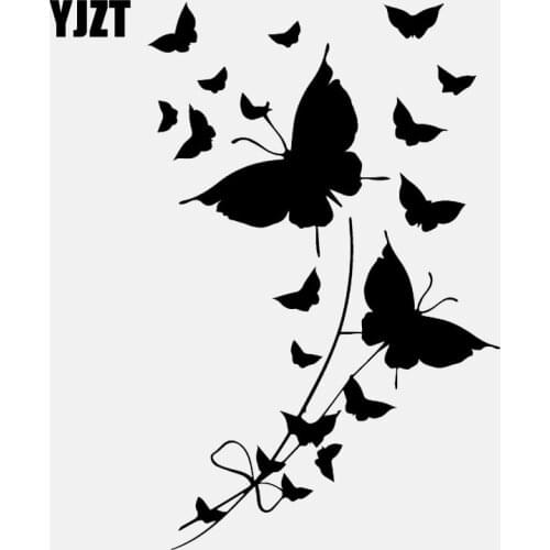 YJZT 11.5CM*17.8CM Bunch of Butterflies Car Sticker Pretty Butterfly Art Transfer Vinyl Decal Black/Silver C24-0299