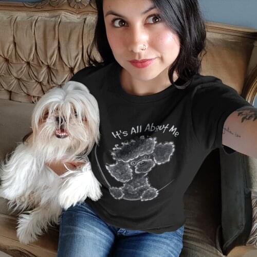 Poodle T-Shirt Black Toy Poodle IAAM Fitted T Shirt O Neck Print Women tshirt Black Ladies Tee Shirt