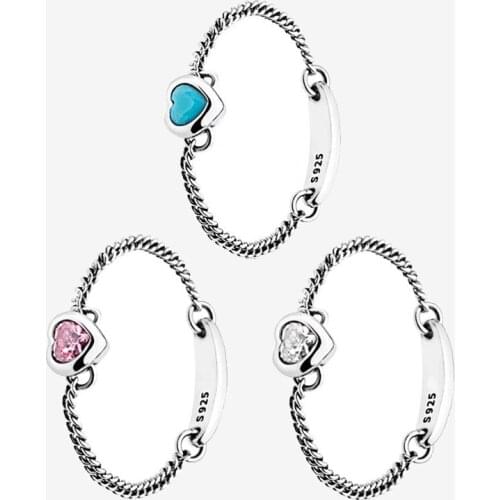 Throbbing Heart-shaped Pink Zircon S925 Sterling Silver With Simple Ring For Women Most Popular Jewelry