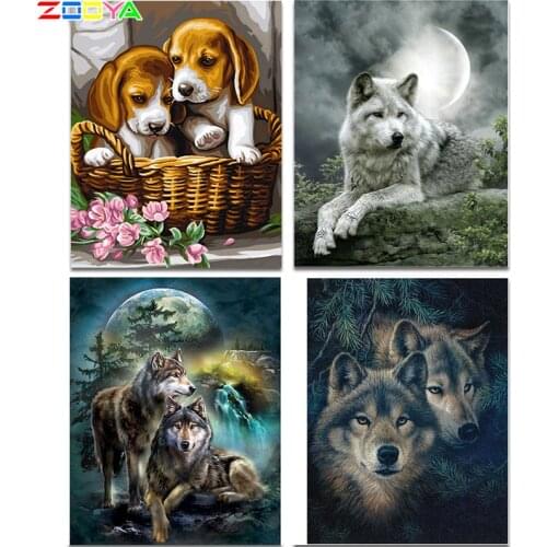 5D DIY Diamond Painting Cross-Stitch Kits Diamond Embroidery Pictures Of Rhinestones Flower Basket Dog Painting By Numbers R1186