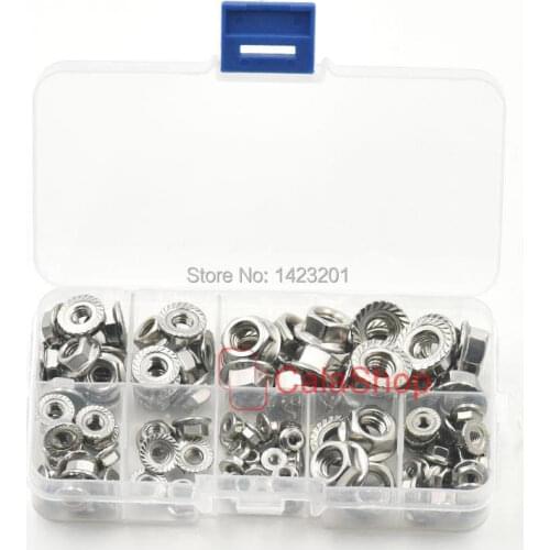 1 Box / Lot Stainless Steel M3 M4 M5 M6 M8 Hex Head Flange Nuts Protection Lock Nut Protection Fasteners Hardware Accessories