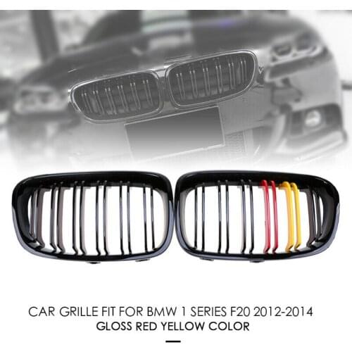 1Pair ABS Gloss Black Front Bumper Kidney Grill Grille For BMW 1Series F20 12-14