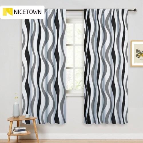 NICETOEN 1PC Curtains Blackout Room Darkening Intersect Curve Pattern Thermal Insulated Rustic Decorations Home Christmas