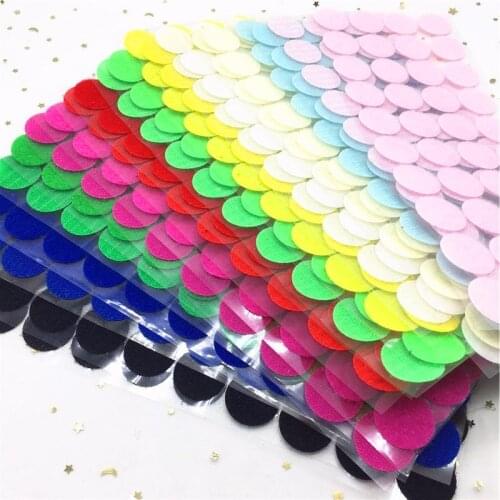 25mm 30mm Multicolor Dots Hook and Loop Fastener Tape Magic Nylon Sticker Adhesive Hook Loop Disks Tape Sewing with Strong Glue