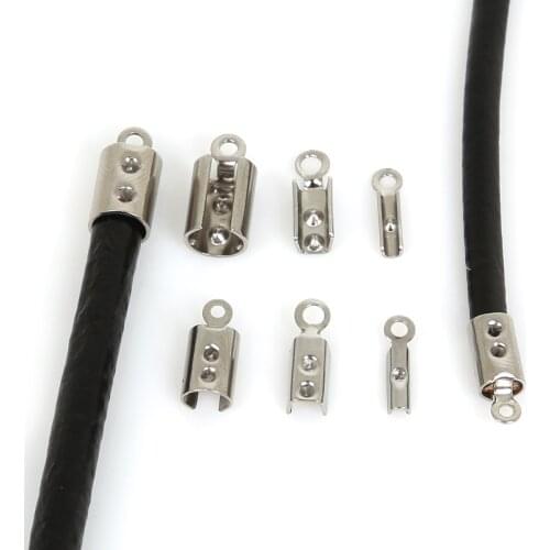 30pcs Stainless Steel Rope Chain Cords Crimp Bead End Caps Suit For 1/2/3/4mm Jewelry Making DIY Bracelet Necklace Connector