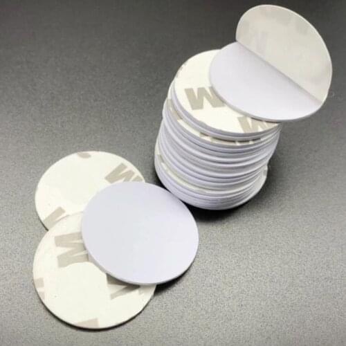 30pcs 25mm 13.56 Mhz RFID Cards IC 3M Sticker Coin Cards FM1108 Chip Compatible S50 For Access Control