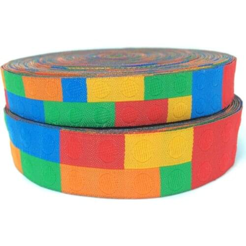 7/8" 22MM AND 5/8" 16MM 100% Polyester Single face geometric Educational building blocks Woven Jacquard ribbon KTZD151101