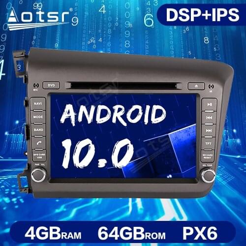 Android 10.0 Car DVD Multimedia Player For Honda Civic 2011-2015 Car Radio GPS Navigation Audio Auto Stereo Head Unit Screen DSP