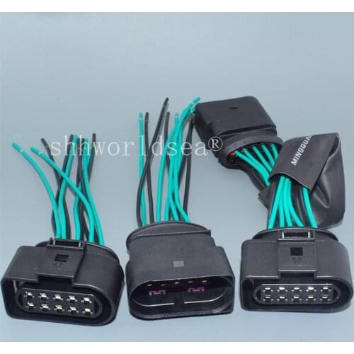 Shhworldsea 10 Pin 3.5mm Male Female Headlight Plug Headlamp Connector With Pigtail For Audi A3 VW Jetta Mk4 Passat B7 CC Golf