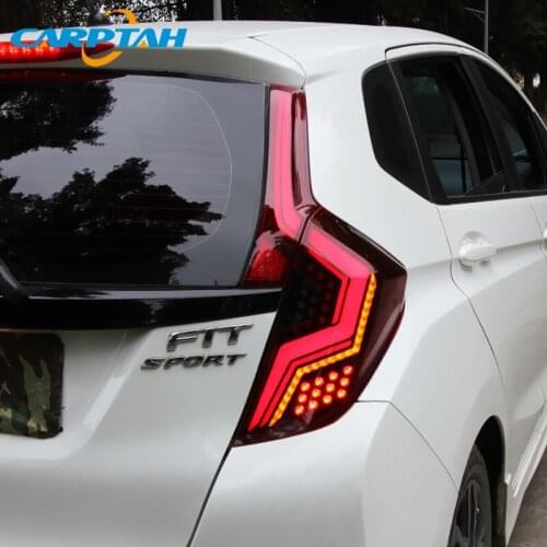 Car Styling Tail Lights Taillight For Honda JAZZ GK5 Fit 2014 - 2019 Rear Lamp DRL + Dynamic Turn Signal + Reverse + Brake LED