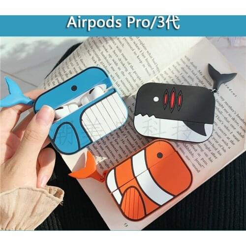 3D Cartoon Cute Shark Airpod Case for Airpods 12 Pro Case Soft Silicone Protective Earphone Headphone Charging Box Headset Cover