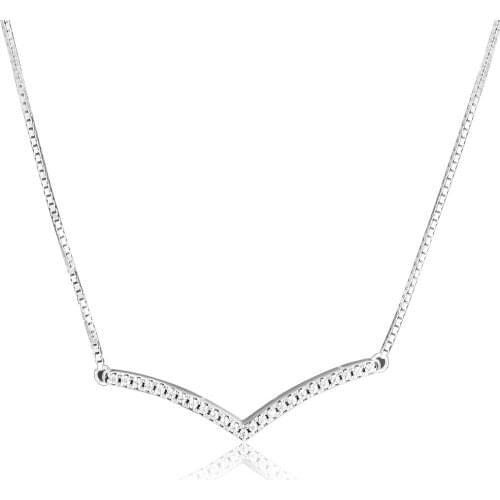 CKK 925 Sterling Silver Clear CZ Shimmering Wish Necklace for Women Engagement Wedding Jewelry Colllar Wholesale