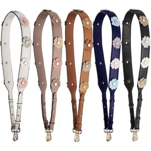 Colorful Bag Strap Cowhide Leather Crossbody Shoulder Strap Flower Rivets Handbag Accessories Adjustable Bag Straps Belt For Bag