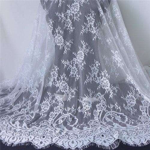 3Meters French Eyelash Lace Fabric Embroidery Mesh Lace Fabric White DIY Exquisite Wedding Dress Party Accessories 150*300CM