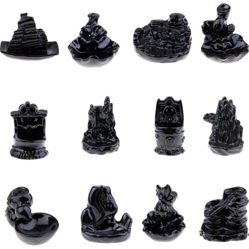Exquisite Ceramic Black Back Flow Incense Burner Cone Censer Stick Holder Use In The Home Office Teahouse