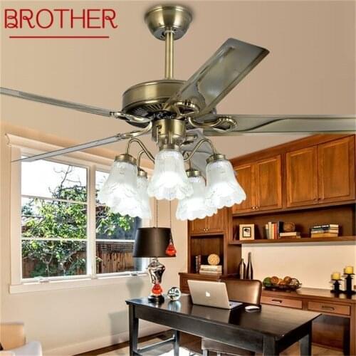BROTHER Classical Ceiling Fan Light Large 52 Inch Lamp With Remote Control Modern Simple LED For Home Living Room