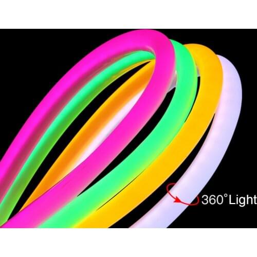 Round LED Flexible Strip Light AC220V SMD 2835 LED Neon flex tube 120Led/m IP68 Waterproof Rope String Lamp EU Power Plug 14MM