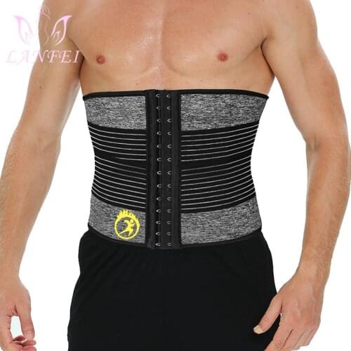 LANFEI Hot Waist Trainer Corset Men Body Shapers Modeling Belt Compression Neoprene Gym Fitness Weight Loss Sweat Slimming Strap
