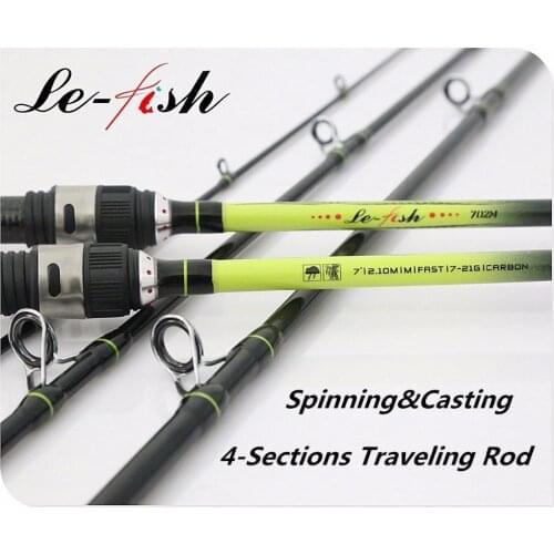 Lefish Carbon Fishing Rod 702M(2.1M)4-section traveling rod cheap casting spinning fishing rod for Saltwater Fishing