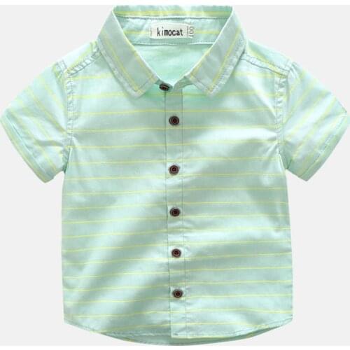 Summer Childrens Clothing Boys Girls Cotton Short-sleeved Shirt Tops Fashion Striped Blouses and Shirts For Kids Gentleman Boy