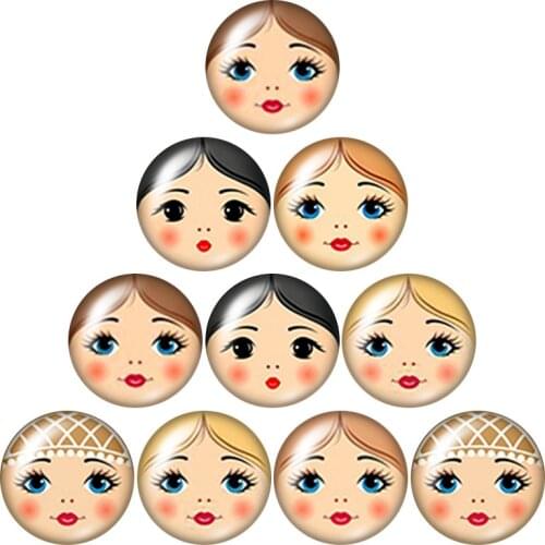 Матрёшка matryoshka Russian10pcs mixed 12mm/16mm/18mm/25mm Round photoglass cabochondemo flat back Making findings