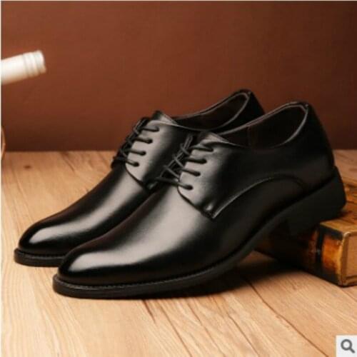 Mazefeng Fashion 2019 Spring Autumn Men Dress Shoes Business Male Leather Shoes Solid Color Men Work Shoes Slip-on Pointed Toe