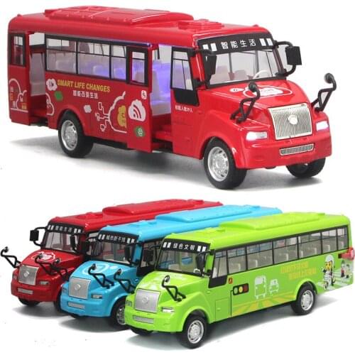 1:32 High simulation alloy tour bus air conditioning bus city bus model children pull back sound and light toy car