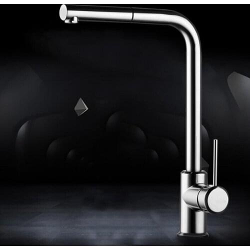 Fashion German technology high quality brass chrome single lever hot and cold pull out sink faucet kitchen tap