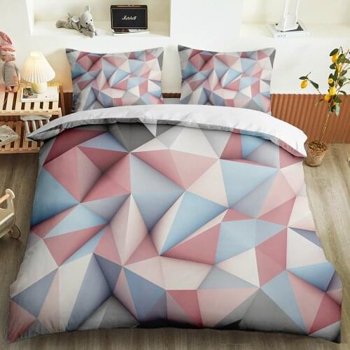 Customize Pillowcase Soft Duvet Cover 3D Print Gradient Diamond Beding Set Bedroom Decoration Bed Set Queen King Single