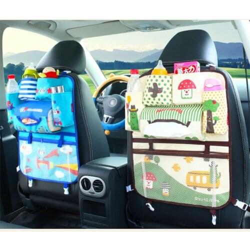 Creative cartoon upgraded version of the car storage bag can put IPAD car seat hanging bag water cup paper towel finishing bag
