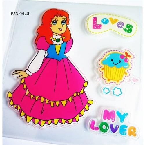 PANFELOU Red dress princess Transparent Silicone Rubber Clear Stamps cartoon for Scrapbooking/DIY Easter wedding album