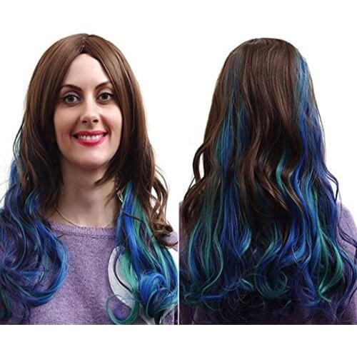 Harajuku Wig Muliti-Color 68cm Wavy Long Synthetic Hair Fashion Sexy Costume Cosplay Full Wigs Heat Resistance +Wig Cap