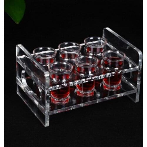 6-Hole Clear Plastic Shot Glass Holder Rack Drinking Party Bar Heat Resistant High Temperature Acrylic Cup 4X6CM Round-edge