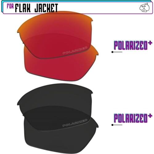 EZReplace Polarized Replacement Lenses for - Oakley Flak Jacket Sunglasses - BlackPPlus-RedPPlus