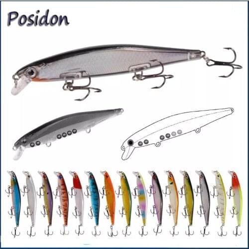 Posidon 12.9g/11cm 3D Eyes Minnow Fishing Lures Plastic Hard Bait Sinking Crankbait Wobblers Artificial Swimbait Peche Tackle