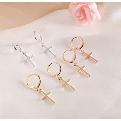 2020 Punk Crosses Earrings for Women Men Teens Funny Fashion Drop Geometry Cross Earrings Silver Color Hanging Cool Fun Jewelry
