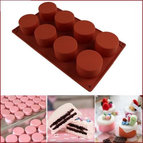 Silicone Pudding Cake Mold 8 Lattice Round Form Chocolate Mold Muffin Cupcake Moulds Cake Decoration Baking Pastry Tool