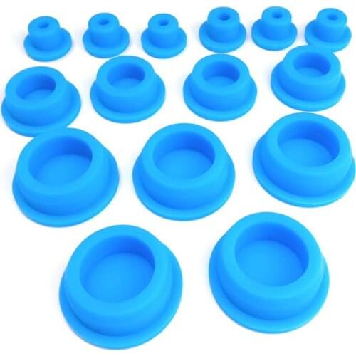 Bore 15-48.5mm Blue Round Silicone Rubber Seal Hole Plug Blanking End Caps Seal T Type Stopper