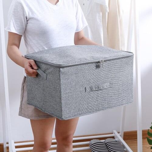 Cotton Linen Storage Box Folding Bedroom Clothes Organizers For Books Toys Storage Bin With zipper Household Storage Supplies