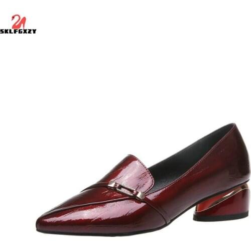 SKLFGXZY Ms. Dress Shoes Fashion Glossy Leisure Shoes Leather Pointed The Wedding Party Shoes Pumps Shoes Women Shoes