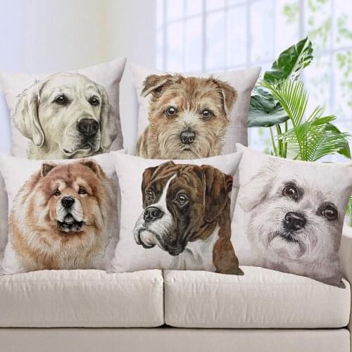 Dogs Art Cushion Covers Springer Spaniel Dandie Dinmont Pug Puppies Labradoodle Airedale Terrier Scottish Terrier Pillow Case