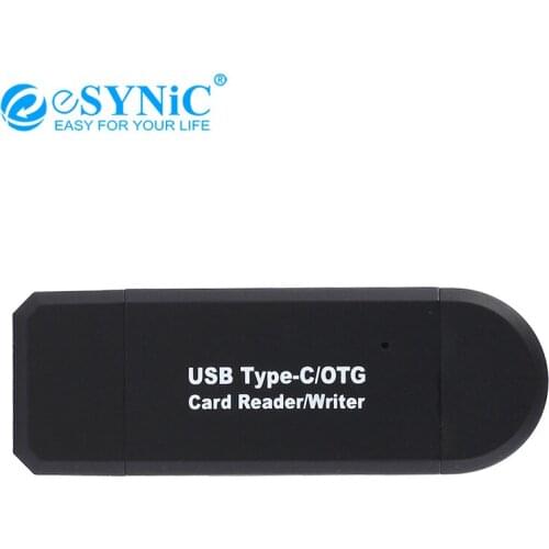 ESYNiC type-c OTG Micro Card Reader With 2.0 USB Male Connector Adapter For phones,tablet,PC Matte Black Card Reader