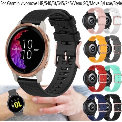 20mm Silicone Watchband Strap for Garmin Forerunner 245 645 Vivoactive 3 HR Smart Bracelet Colorful Wristband For Venu SQ Move 3