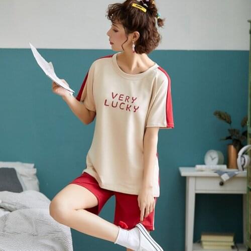 Women pajamas new short sleeve shorts summer cotton fresh sweet ladies thin casual two piece pajama sets pajama set pajamas
