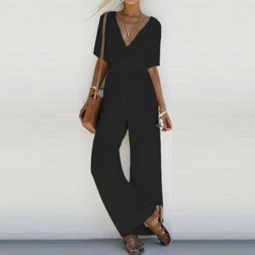Women Wide Leg Jumpsuit Summer Sexy Thin Playsuits Overalls Office Ladies Workwear Party Casual Jumpsuits Overalls Playsuits
