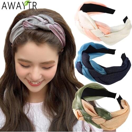 AWAYTR New Fashion Wide Weaving Hairbands Braided Headband for Women Hair Band Bezel Turban Girls Hair Hoop Hair Accessories