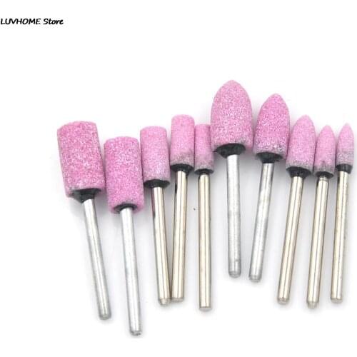 ZLinKJ 10pcs Grinding Wheel 1/8 Shank For Dremel corundum Pink Mounted Stone Rotary Tool