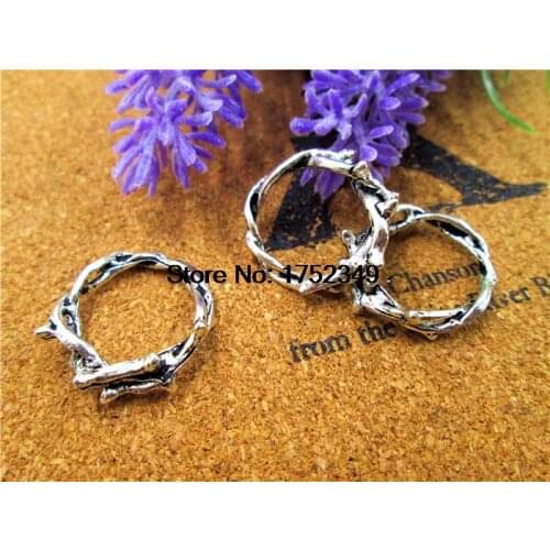 10pcs--Crown of Thorns Charms,Thorn Ring,Antique silver Twig Ring, Branch Ring Pendants,Charms, gift accessory 23 mm